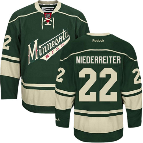 Youth Reebok Minnesota Wild 22 Nino Niederreiter Authentic Green Third NHL Jersey